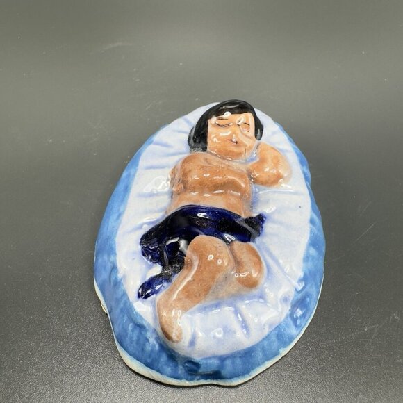 Vintage Mexican Pottery Hand Painted Blue Tonala Nativity Figurine Baby Jesus - Picture 5 of 7